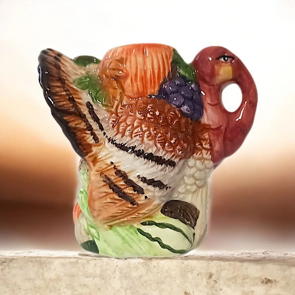 Vtg Turkey‎ Candle Holder Candlestick Ceramic Single Thanksgiving Harvest Autumn